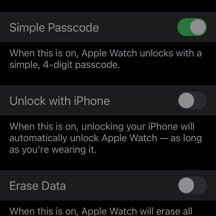 Apple Watch Apple Pay passcode set up.