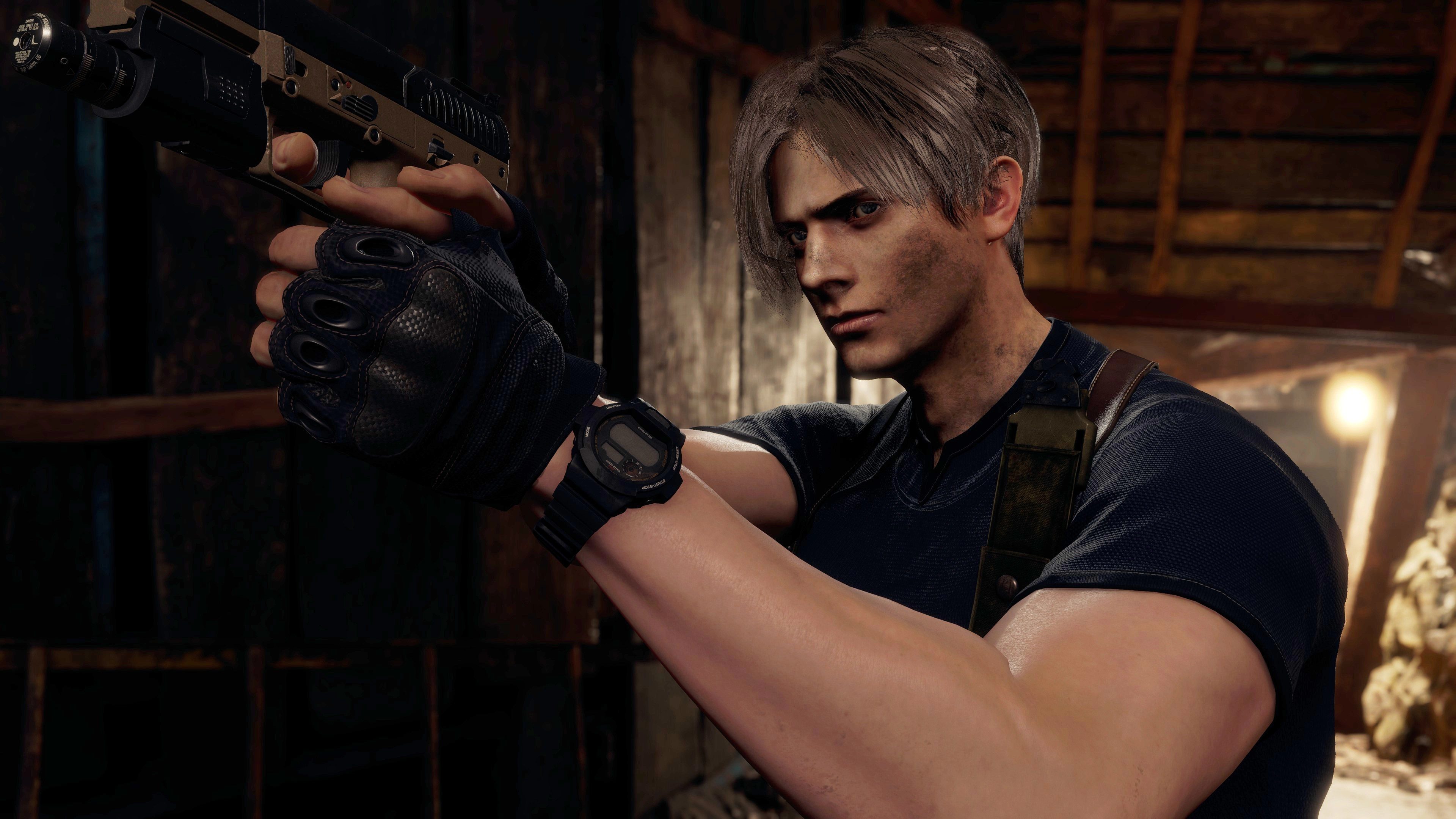 Leon wearing his classic outfit.