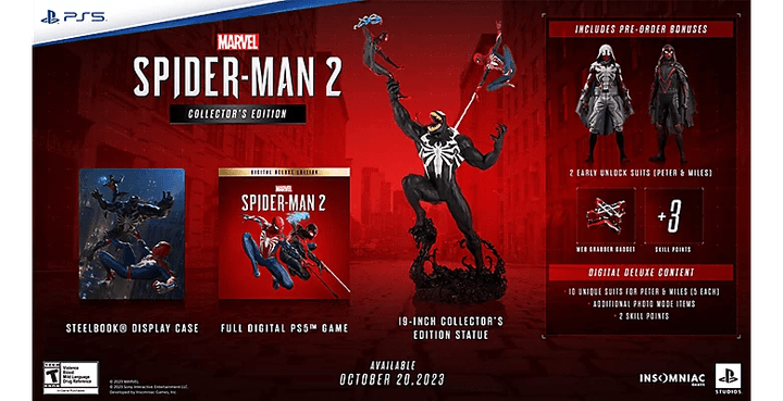 A promotion for the Collector's Edition of Spider-Man 2 with a statue.