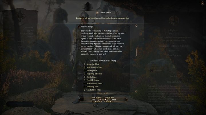 A description of the eldrich adept feat.