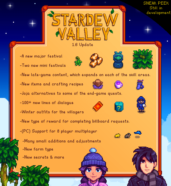 list of stardew update features.