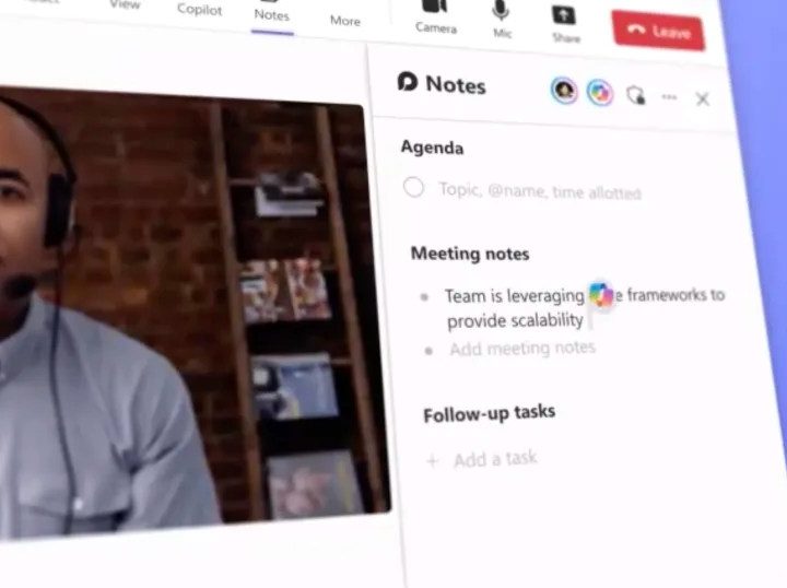 A Team Copilot being used alongside a Teams video call.