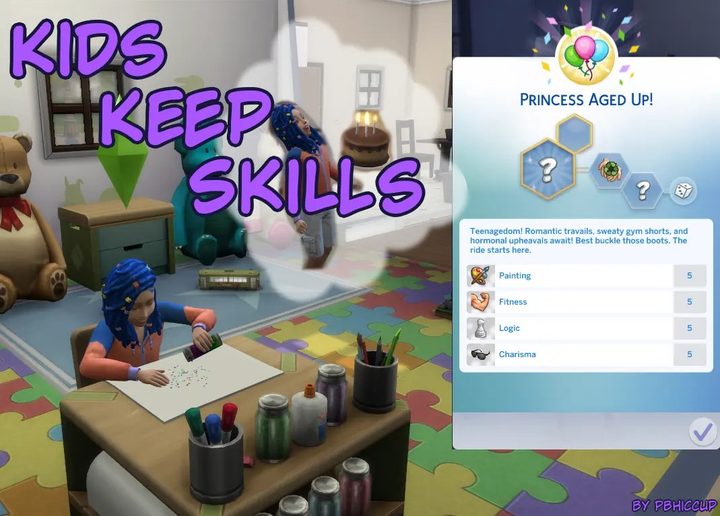 A toddler drawing in Sims 4.