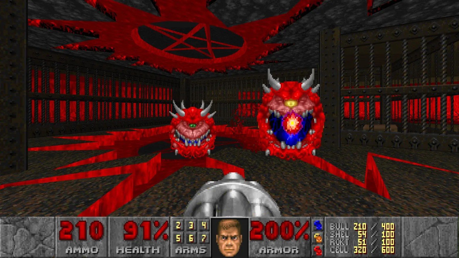 Gameplay from Doom + Doom II.